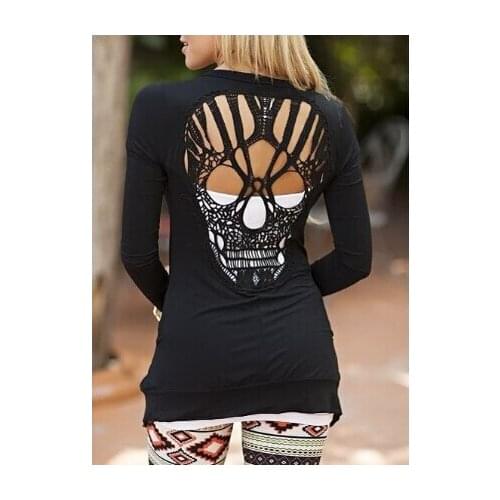 Back Skull Hollow Out Women Sweaters Long Sleeve Cardigans Spring Summer Thin Cardigans Sexy Blusas Body Top Plus Size XXL