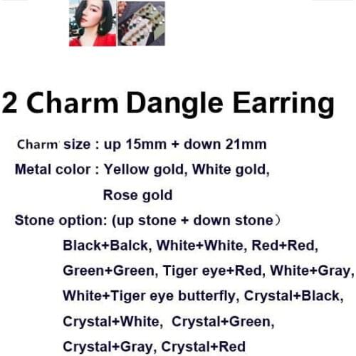 Elegant Hot Brand 2 Leaf Charms Dangle Earring Women With Clip 100% Sterling Silver 925 Set Real Stone Top Quality Bijoux Gifts