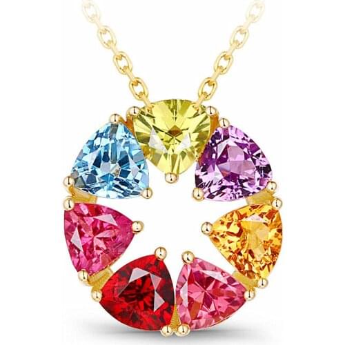 Fashion multicolor crystal zircon diamonds gemstones penant necklaces for women 18k gold color choker jewelry bijoux party gifts