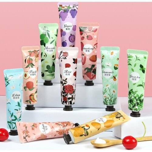 1PCs Mini Portable Fruit Nourish Cute Hand Cream Moisture Nourishing Rose Milk Anti Chapping Whitening Hand Lotion 30g Hand Care