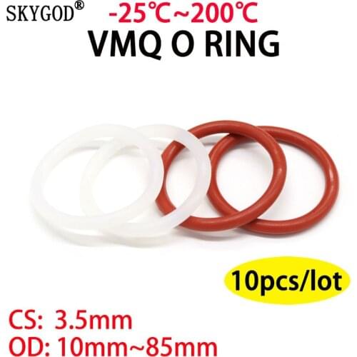 10pcs Red VMQ Silicone O Ring CS 3.5mm OD 12 ~46mm Food Grade Waterproof Washer Rubber Insulate Round O Shape Seal Gasket