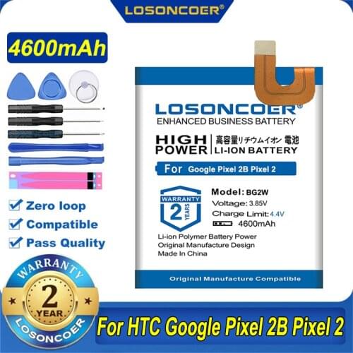 100% Original LOSONCOER BG2W 4600mAh Battery For HTC Google Pixel 2 Pixel 2B Muski Mobile Phone Free tools