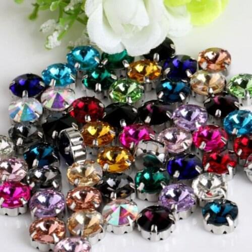 12mm 200pcs/pack round shape sew on rhinestones high-quality Crystal glass with silvery claw DIY fashion accessoriesYJ04