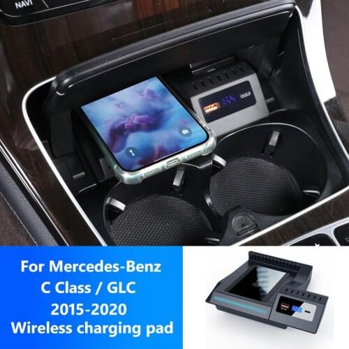 15W for Mercedes-Benz iPhone Quick Charger W205 AMG C43 C63 AMG GLC 43 GLC63 X253 C Class GLC Car Mobile Phone Charging Board