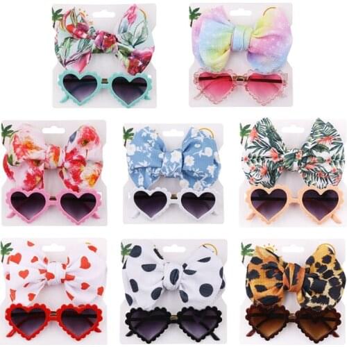 2 Pcs Newborn Photography Props Sunglasses+Headband Set Baby Infants Photo Hair Band Eyewear Sun Glasses Kit