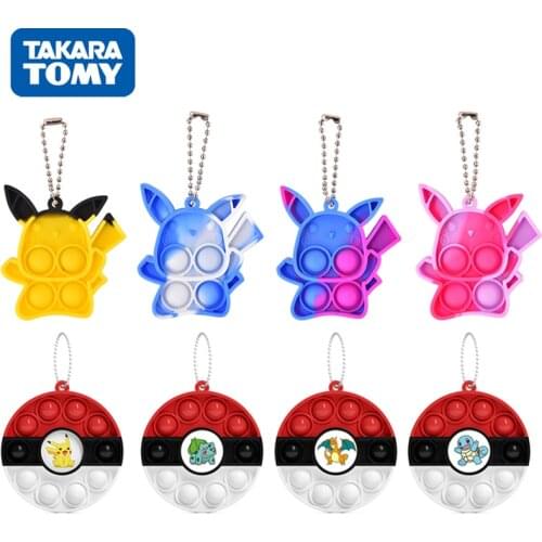 Anime Pokemon AntiStress Fidget Toys Mini Pikachu Figure Keychain Pendant Push Pop Bubble Squeeze Toys for Adults Children Gifts