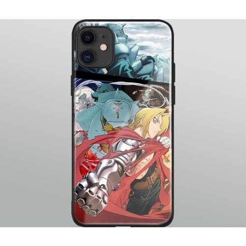 Edward elric and alphonse Tempered Glass Soft Silicone For iPhone SE 6s 7 8 Plus X XR XS 11 Pro Max Phone Case Cover Shell