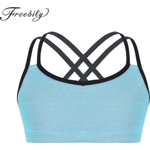 Kids Glittery Metallic Camisole Crop Top for Girls Ballet Dance Gymnastics Tops Ballerina Stage Performance Kids Dance Wear