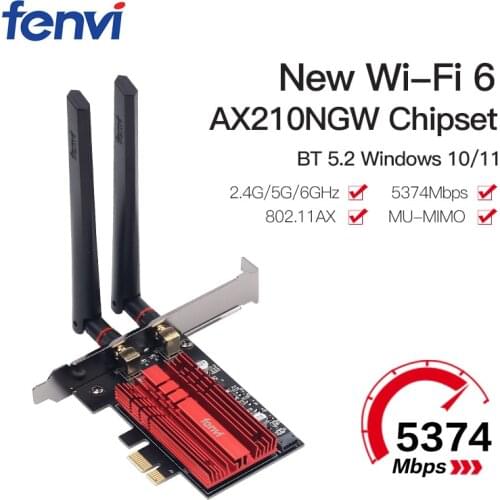 Dual Band Wi-Fi 6E AX210 2.4Gbps PCIe Wifi Card Gigabit Network Bluetooth 5.2 Wireless Adapter 2.4G/5G/6Ghz For Desktop Win 10