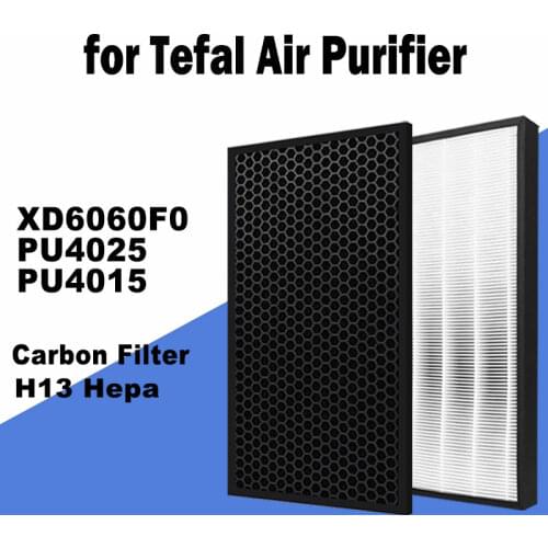 HEPA H13 Filter 370*167*35mm / Activated Carbon Filter 385*185*10mm For Tefal Air Purifier Parts XD6060F0 PU4025 PU4015