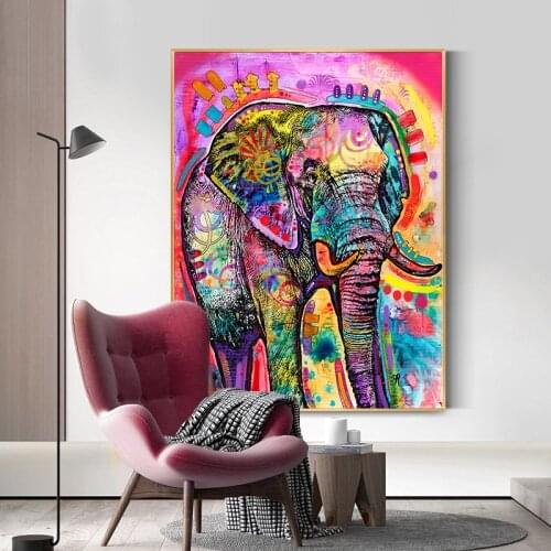 Street Graffiti Animal Art Painting Print on Canvas Art Posters and Prints Wall Art Elephant Picture for Living Room Home Decor