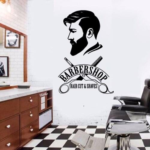 Classic Barber Shop Vinyl Wall Sticker Murals Window decals Removable Waterproof Home Decorative Wallpaper