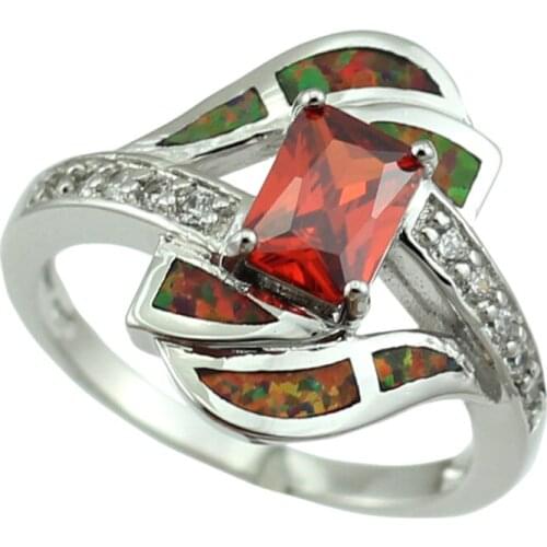Hot Sale Synthetic Brown Fire Opal Stones Garnet Fashion Jewelry Rings for Women OR844