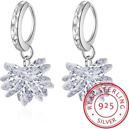 Korean Exaggerated Drop Earring Fringed Fashion Rhinestone Flower 925 Sterling Silver Crystal Earring Jewelry Pendientes Brincos