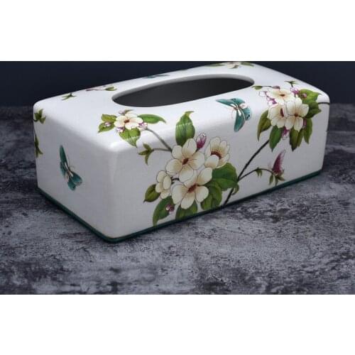 American Ceramic Handmade Painted Tissue Box Minimalist Coffee Table Dining Table Decoration European Luxury Living Room Drawer