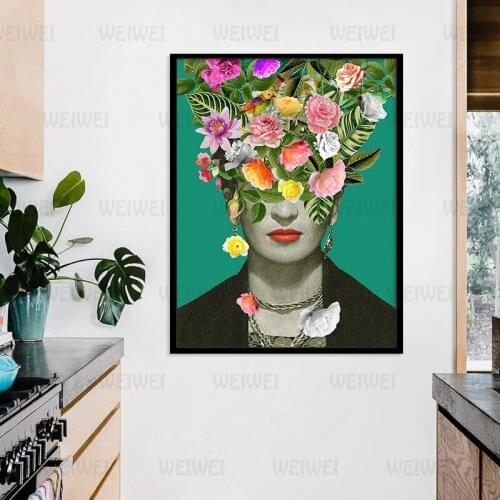 Beauty with Flower Wall Art Prints and Posters Home Decoration Canvas Painting Living Room Decor Home Wall Decor Frameless