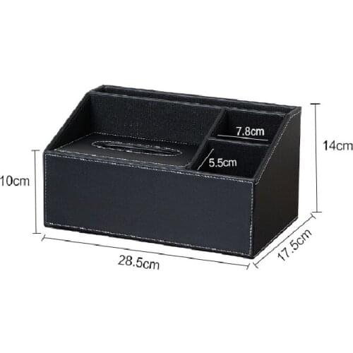 Creative Desktop Multifunctional Remote Control PU Leather Storage Tissue Box