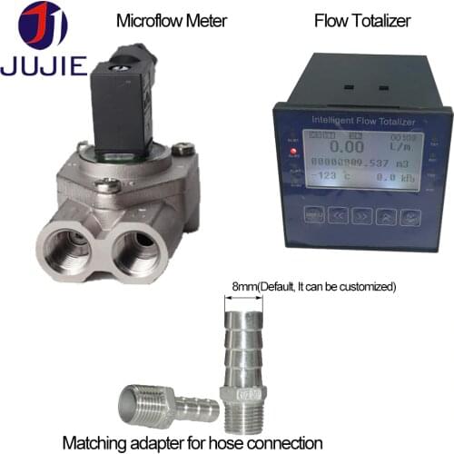 Micro turbine flow meter gasoline diesel water oil digital LCD display 5L/h G1/4 thread 12/24VDC power supply pulse 4-20mA