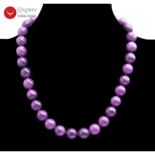 Qingmos Trendy Purple Sugilite Necklace for Women with 12mm Round Sugilite Stone Necklace Fine Jewelry Chokers 17'' Colar ne6541