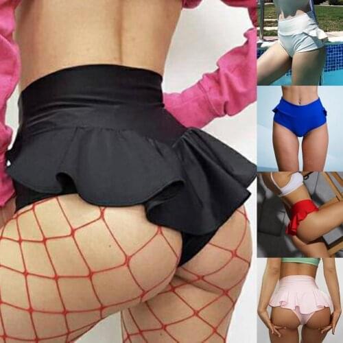 Fashion Women Solid Color Stretch High Waist Ruffled Mini Shorts for Running Womens sexy sports pants Yoga Pants женские брюки