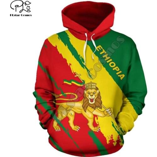 Men Women Ethiopia Full print 3D Hoodies Funny country flag Sweatshirt Fashion Hooded unisex lion Pullover drop shipping