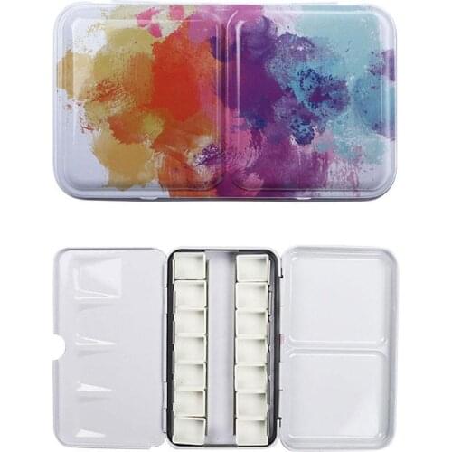 Watercolor Paints Tins Box Airtight Palette With 14 Empty Pans Travel Painting Storage Iron Paint Boxs For Art Painting Supplie