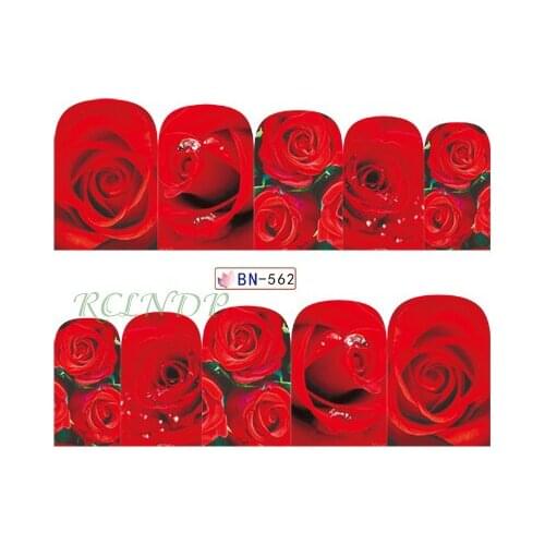 Nail sticker art decoration slider sexy red rose adhesive design Water decals manicure lacquer accessoires polish foil