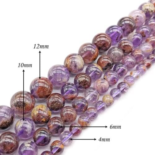Natural Gem StoneBeadsAmethysts Purple CrystalsRound Beaded for Women Handmade Jewelry Making Bracelets Necklaces J215