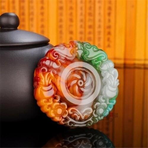 Natural Colour Jade Bat Pendant Necklace Hand-Carved Chinese Charm Jadeite Jewelry Fashion Amulet Gifts for Men Women