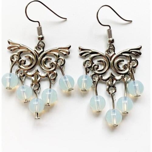 Opal Creative Earrings Animal Butterfly Pendant Drop Hook Earrings Nickel Free Metal Plated 3d Earrings Jewelry Unique Handmade