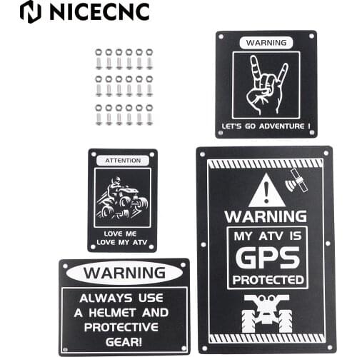 NICECNC 4PCS Fender Warning Tag Plates Badges Decals Stickers For Yamaha Raptor 700 2013-2020 700R 16-20 YFZ450R 14-20 YFZ 450R