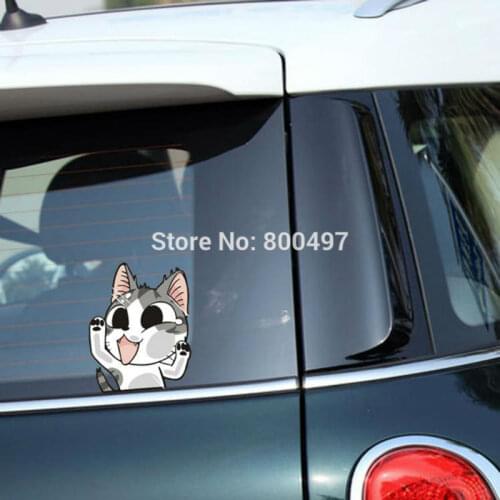 Newest Cute Cat Chis Sweet Home Hitting the Glass Car Stickers Car Decals for Toyota Honda Chevrolet Volkswagen Tesla BMW Lada