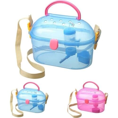 Hamster Carrier Portable Breathable Hamster Travel Cage with Bottle and Feeder Small Animal Clear Carrier Bag Pet Supplies