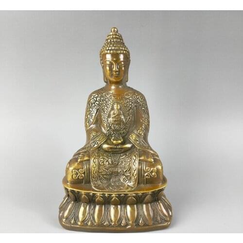 Elaborate Chinese Tibetan Buddhism Collection Home Decoration Copper Sacred Shakyamuni Sakyamuni Amitabha Buddha Statue