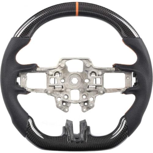 Carbon Fiber Steering Wheel Nappa Perforated Leather Fit for Ford Mustang EcoBoost/GT/Shelby GT350 Orange Replacement