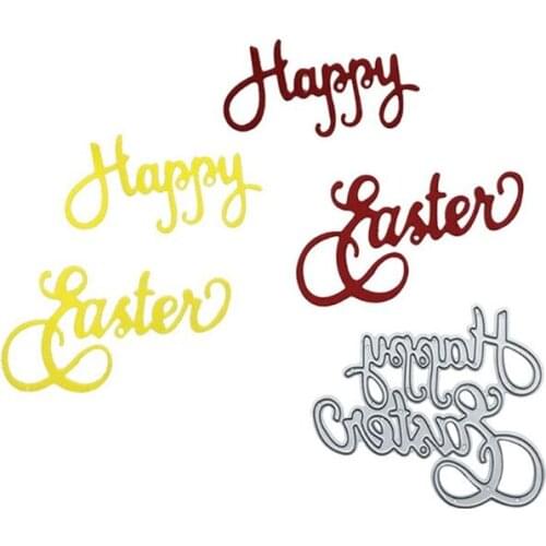 Happy Easter Text Metal Cutting Dies Stencil Scrapbooking DIY Album Stamp Paper M68E
