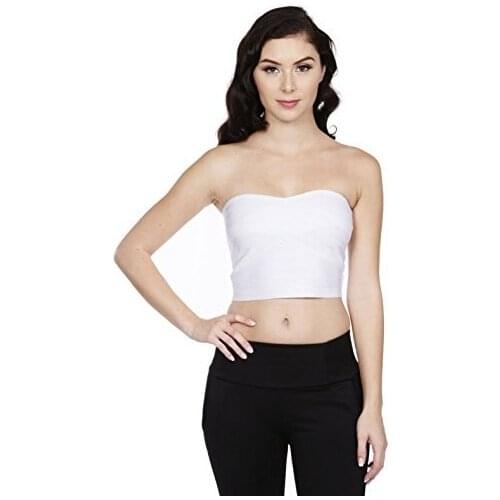 Sexy white strapless knitted 2018 newest arrival rayon short bandage top