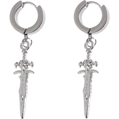 HipHop/Rock Staniless Steel Dagger Drop Earrings for Men Women Small Sword Dangle Women Earrings Punk Fashion Jewelry 2021 Gift
