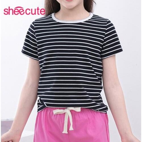 SheeCute Boys Girls Summer Cotton Striped T-shirt Kids Short Sleeve Tees 3-14Y SCH7084