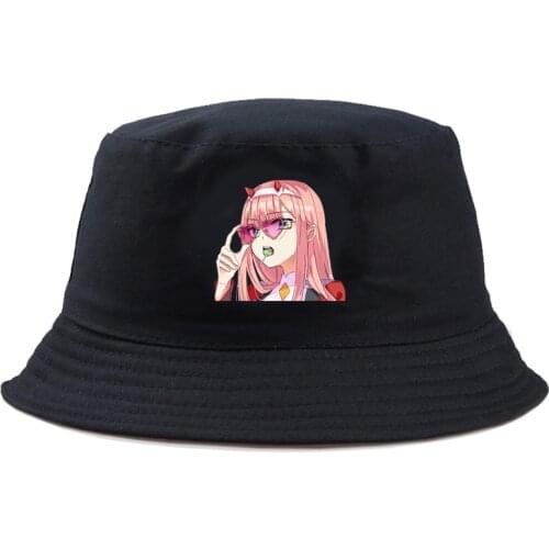 Panama Bucket Hat Men Women Anime Darling in the Franxx Print summer Hat Hip Hop Fishing Fisherman Hat FOR BOY GIRLS