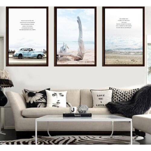 SVITY Scandinavian Tropical Landscape Posters Modern Sea Beach Bus Wall Art Canvas Painting Nordic Decoration Pictures FA706