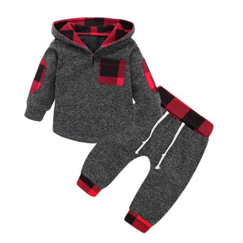 Newborn Baby Girls Boys Warm Hooded Sweatshirt+Pants 2PCS Outfits Clothes Set Size 0-3T