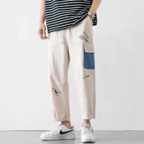 2021 Street Casual Pants Mens Wild Leg Pants Hip-Hop Harajuku Fashion Pants Wide Leg Mens Print Cent Pants