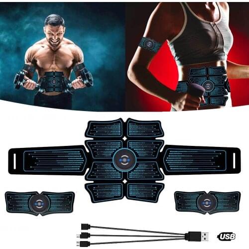 USB Charging Abdominal Muscle Trainer EMS Stimulator ABS Electrostimulation Fitness Massager Abdomen Slimming Home Gym Equipment