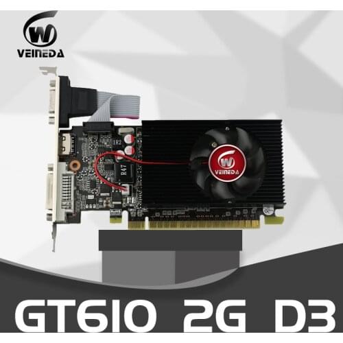 VEINEDA Graphics Card GT610 2GB 64Bit DDR3PC Desktop Graphics Cards PCI Express 2.0 computer Graphics Cards for nVIDIA Geforce