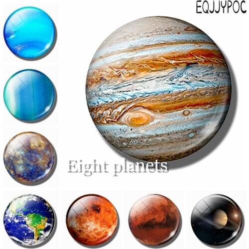 Jupiter Planet Space 30MM Fridge Magnet Eight Planets Glass Cabochon Note Holder Magnetic Refrigerator Stickers Home Decoration