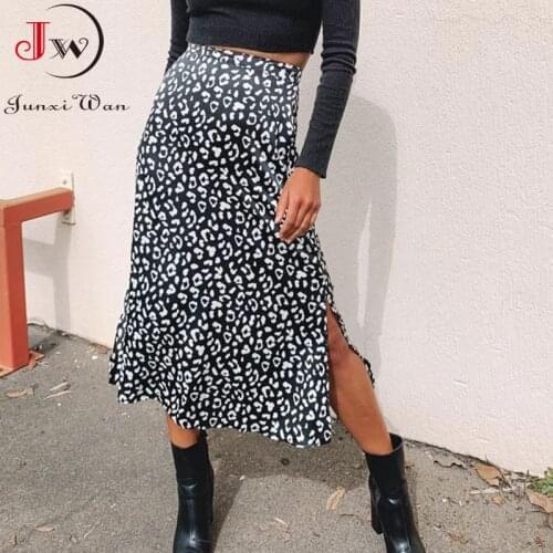 Casual Summer Skirts Women High Waist Leopard Print Chiffon Elagant Vintage Boho Long Skirt Faldas Mujer Jupe Femme