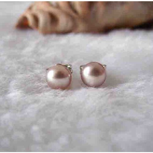 New Arrival Favorite Pearl Earrings 5-6mm Lavender Freshwater Pearls S925 Sterling Silver Stud Earring Fine Jewelry Lady Gift