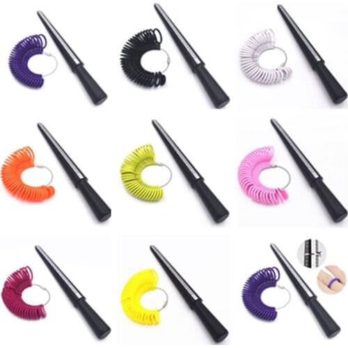 1 Set Jewelry Measuring Tool Sets Plastic Ring Size Mandrel Stick Finger Professional Tool Multicolor 26 x 2.3cm, 5cm Dia