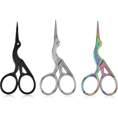 1Pcs Beauty Round Head Eyelashes Eyebrow Trimming Scissor Colorful Antique Stainless Steel Tool Makeup Embroidery Scissor